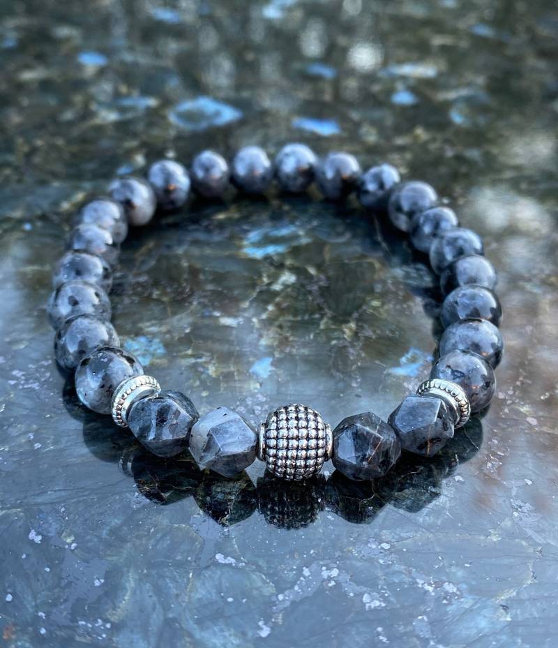 Larvikit Armband Damen Herren Unisex Perlenarmband Frauen Männer Geschenk Partnerarmband Larvikite von NahleOfficial