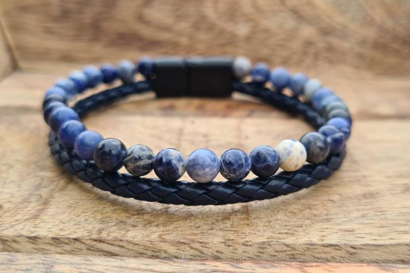 Lederarmband Herren | Achat Perlenarmband Geflochtenes Leder Armband Magnetverschluss Geburtstagsgeschenk Inklusive Schmuckbox von NahleOfficial