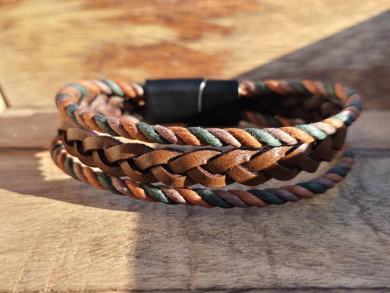 Lederarmband Herren | Geflochten Knoten Leder Armband in Braun| Magnetverschluss Aus Edelstahl Geburtstagsgeschenk Inkl. Schmuckbox von NahleOfficial