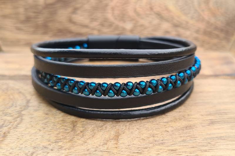 Lederarmband Herren | Geflochtenes Leder Armband in Schwarz Magnetverschluss Aus Edelstahl Geburtstagsgeschenk Inklusive Schmuckbox von NahleOfficial
