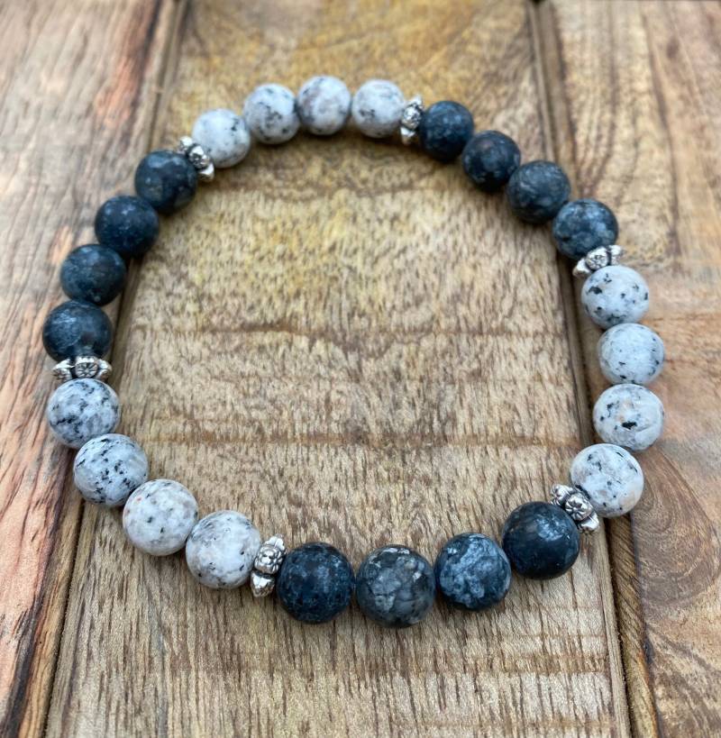 Naturstein Howlith Armband Partnerarmband Herren Damen Fernbeziehung Perlenarmband 8mm von NahleOfficial