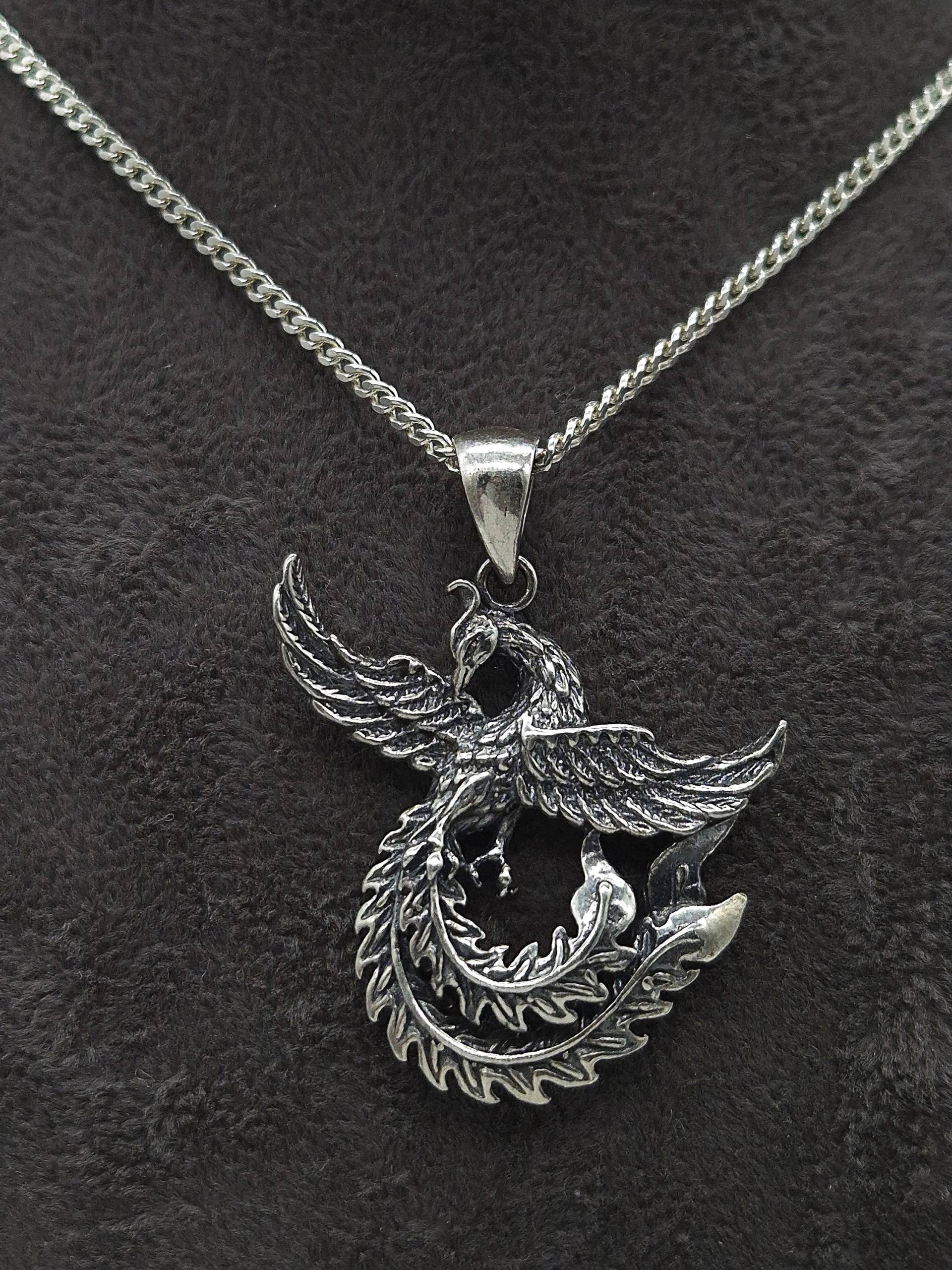Phönix Silber Kette in 50cm Oder 60cm | Ausgefallener Anhänger 925 Vogel von NahleOfficial