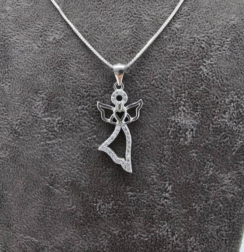 Silber Halskette Schutzengel Anhänger | Damen Kette Schutz Engel Taufkette Mutmacher Glücksbringer Geschenk Schulanfang von NahleOfficial