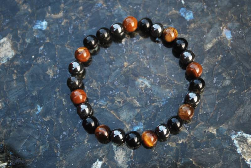 Tigerauge Hämatit Obsidian Armband Perlenarmband Braun von NahleOfficial