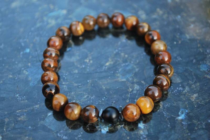 Tigerauge Onyx Armband Naturstein Partnerarmband Herren Damen Perlenarmband Braun 8mm Geschenk Paare von NahleOfficial