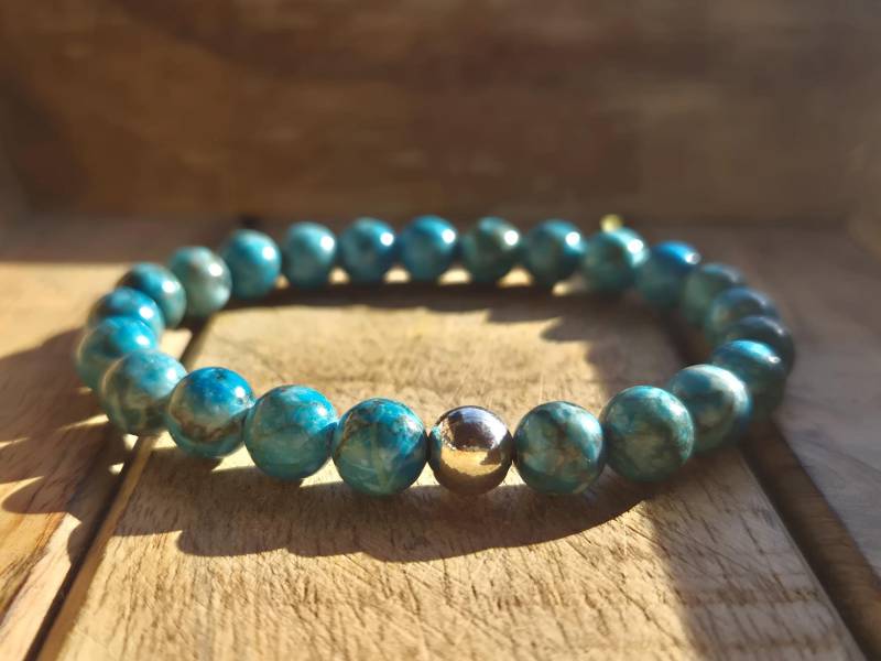 Türkis Armband 925 Silber Perle | 8mm Naturstein Perlenarmband Damen Herren Freundschaftsarmband Geschenk Für Frau Mann von NahleOfficial