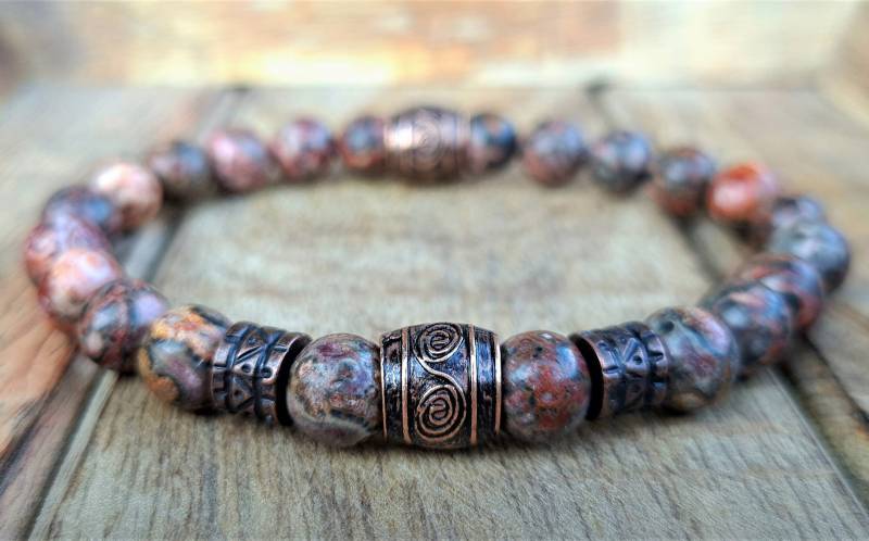 Wikinger Armband 8mm Jaspis Viking Damen Herren Vintage Perlenarmband Handgemachtes Geschenk Wikinger-Schmuck von NahleOfficial