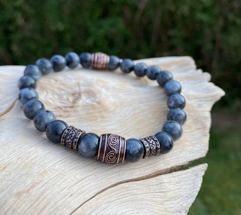 Wikinger Armband 8mm Larvikit Viking Männer Vintage Perlenarmband Handgemachtes Geschenk Wikinger-Schmuck von NahleOfficial