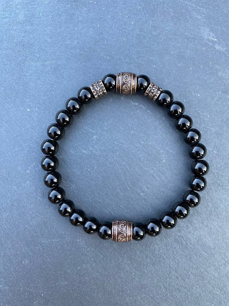 Wikinger Armband 8mm Onyx Viking Männer Vintage Perlenarmband Handgemachtes Geschenk Wikinger-Schmuck von NahleOfficial