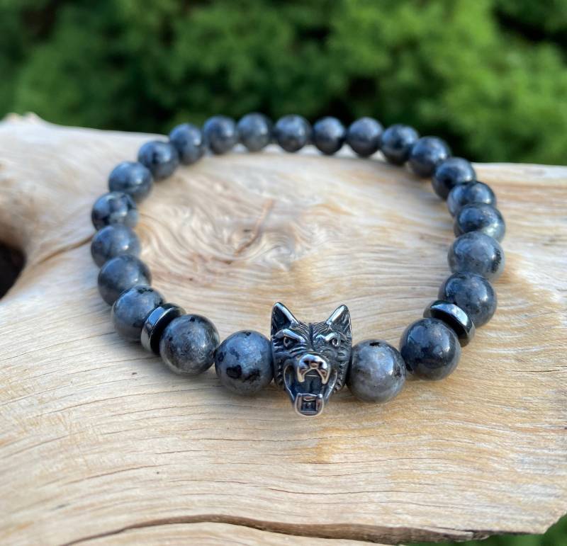 Wolf Armband | Wikinger Perlenarmband Larvikit Tier Partnerarmband 8mm Geschenk Für Frau Und Mann Viking von NahleOfficial