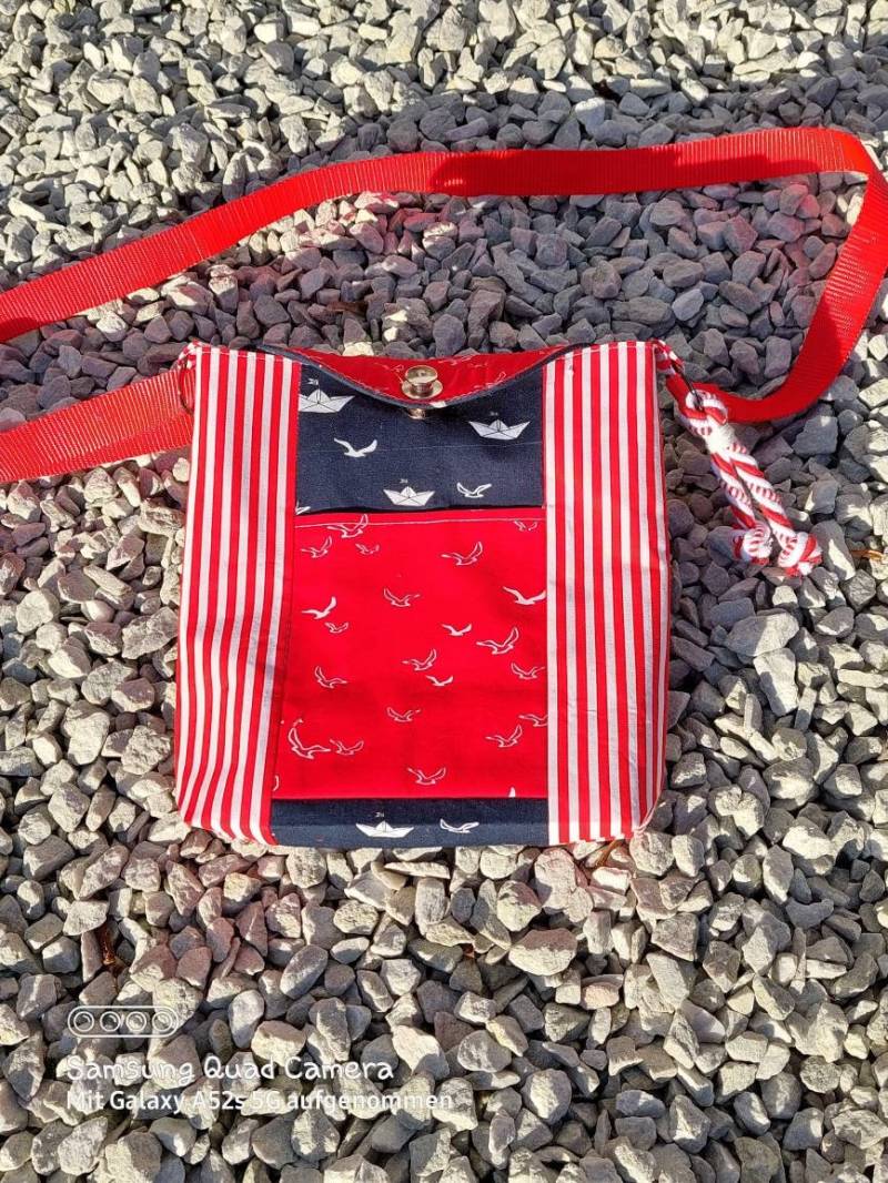 Crossbody Bag Maritim Tasche Handtasche Umhängetasche Handytasche Genäht Aus Baumwollstoffen von NahtundMasche