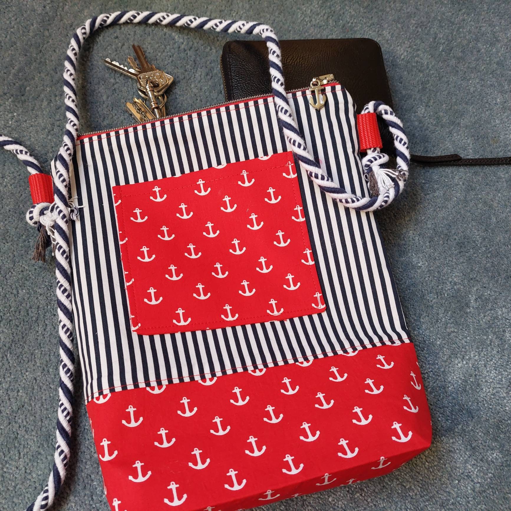 Crossbody Bag. Maritime Tasche Handtasche Umhängetasche Handytasche Für Alle Nordsee Freunde, Genäht Aus Baumwollstoffen von NahtundMasche