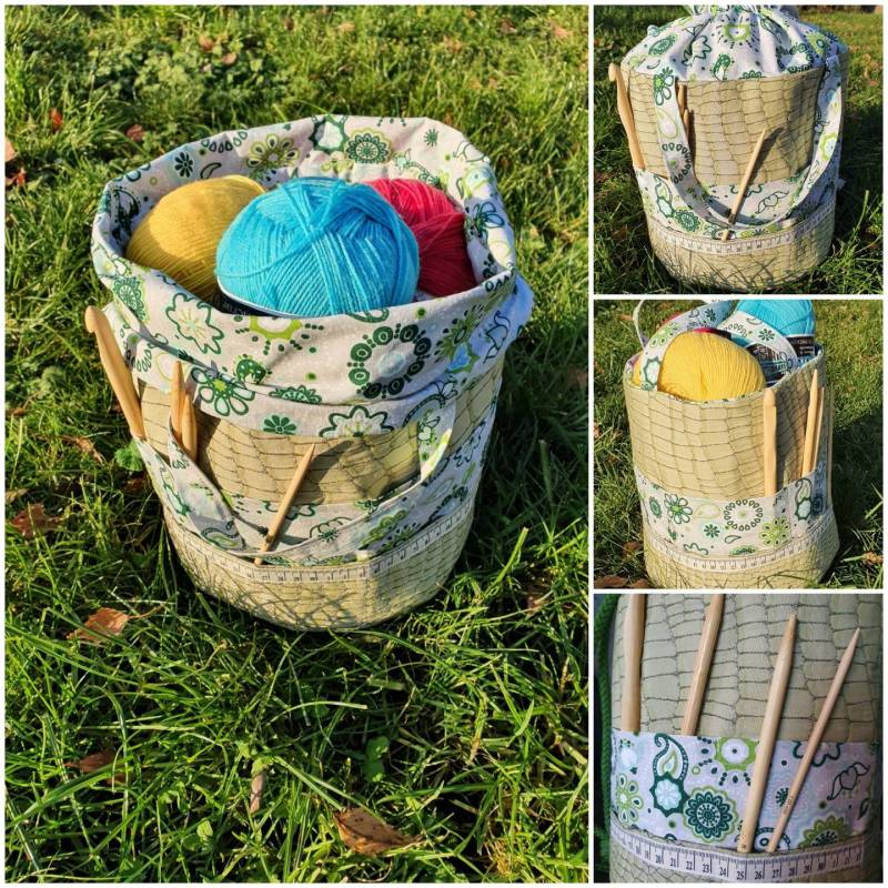 Grosse Projekttasche Mit Aussentaschen Und Kordelzug von NahtundMasche