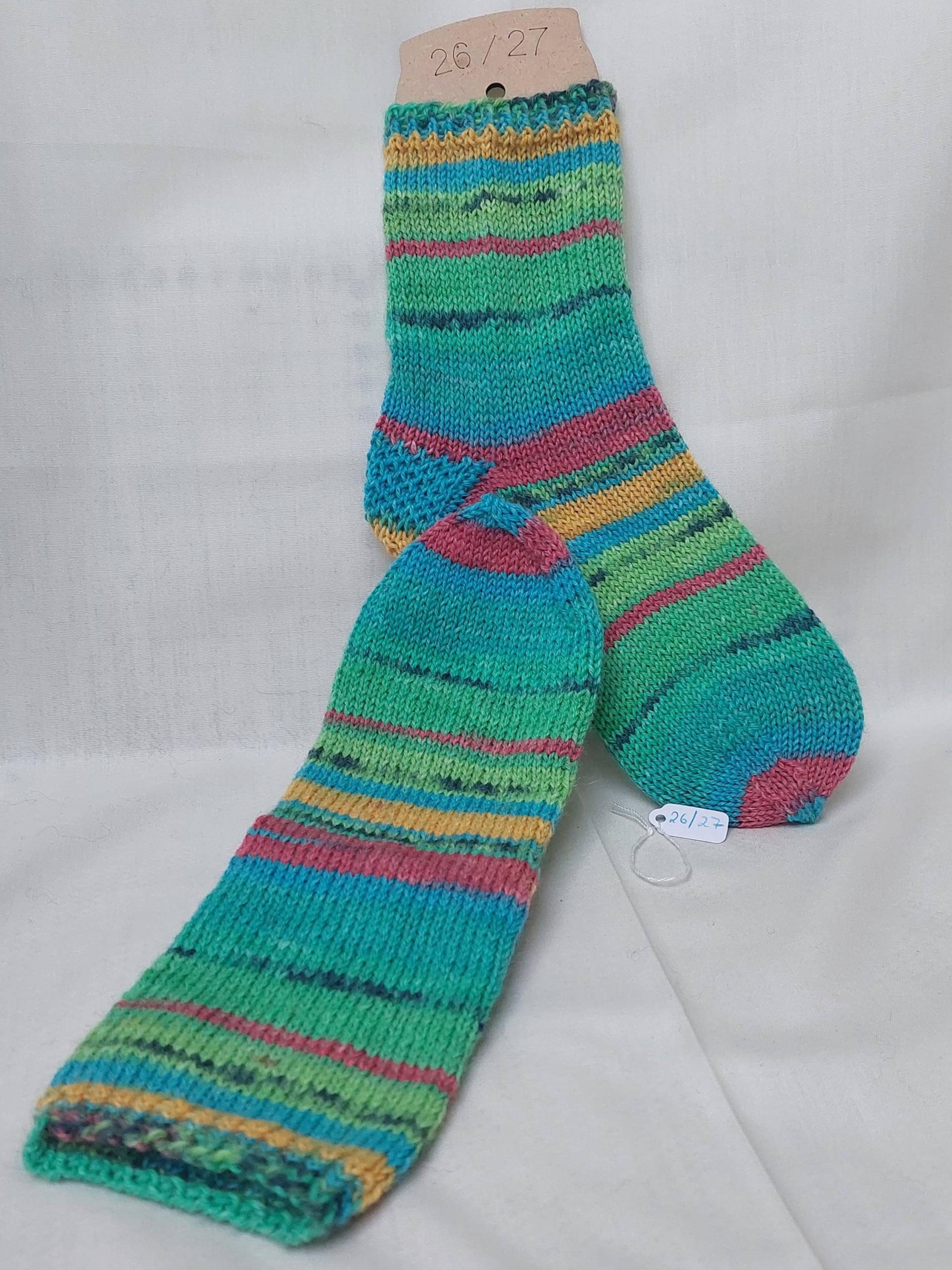 Wollsocken, Fröhlich Bunte Handgestrickte Socken Für Kinder Gr. 26727 von NahtundMasche