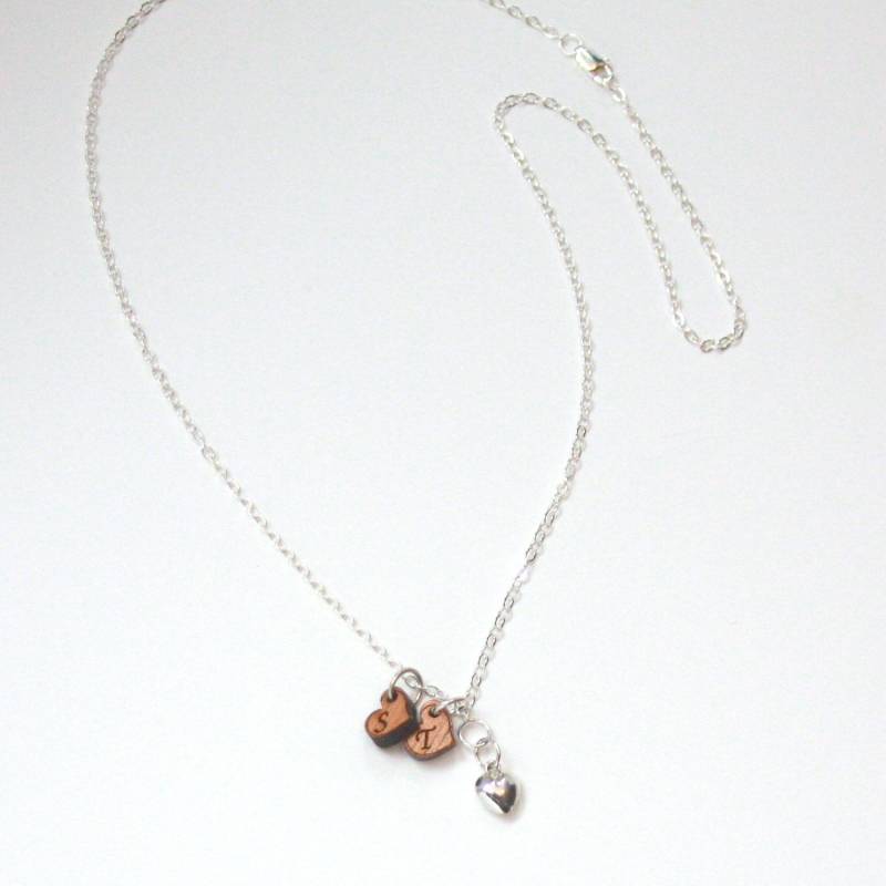 Eco Koa Holz Monogramm Halskette, Sterling Silber von NaiaWoodDesigns