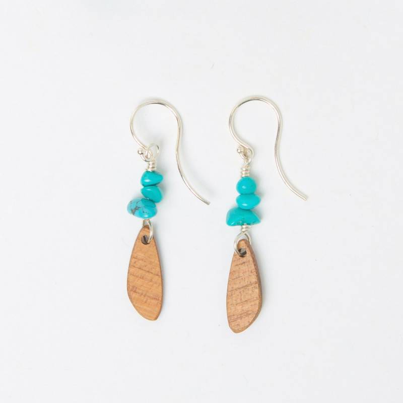 "Eco Koa Holz Ohrring - "Reislöffel" Mit Türkis." von NaiaWoodDesigns