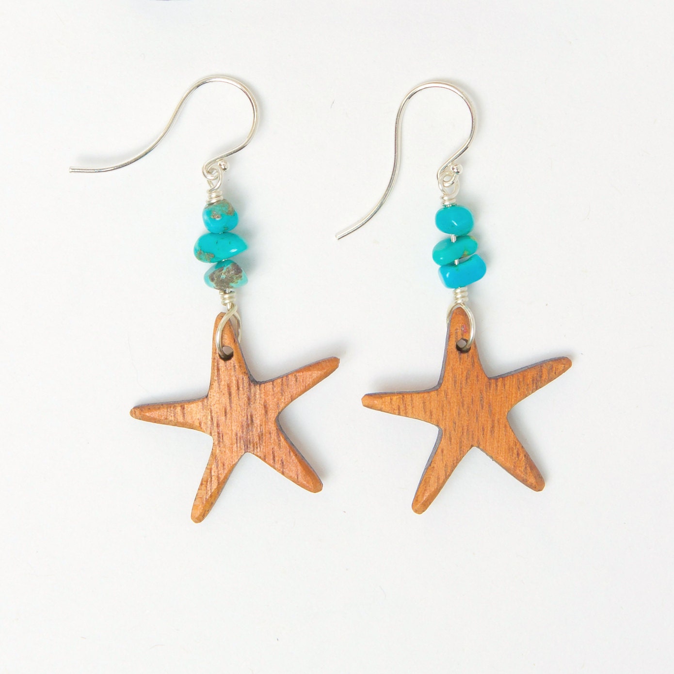 "Eco Koa Holz Ohrring "Superstar" Mit Türkis." "Eco Koa Holz Ohrring "Superstar" Mit Türkis." von NaiaWoodDesigns