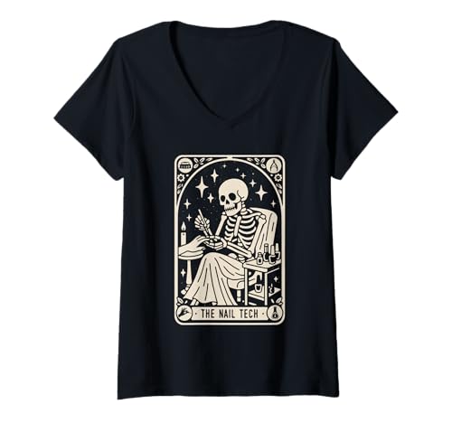 Damen Tarot-Nageltechniker-Hemd, Tarotkarte, Nail-Tech T-Shirt mit V-Ausschnitt von Nail Artist Nail Art Tee