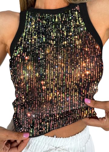 Naimo Damen Glitzer Pailletten Tank Top Ärmellos Rundhals Bluse Sparkle Sexy Weste Party Club Oberteile Naimo Damen Glitzer Pailletten Tank Top Ärmellos Rundhals Bluse Sparkle Sexy Weste Party Club Oberteile von Naimo