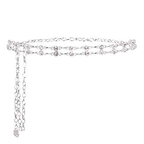 Naimo Damen Glitzer Strass Taillenkette Gürtel Kristall Kettengürtel Metall Link Körperkette Taille Gürtel für Kleid Jeanskleider von Naimo