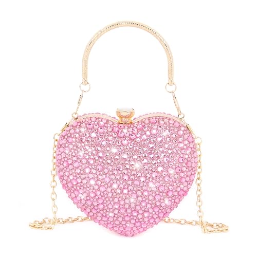 Naimo Damen Herz Clutch Strass Handtasche Glitzer Mini Tasche Abendtasche für Party Hochzeit Cocktail von Naimo