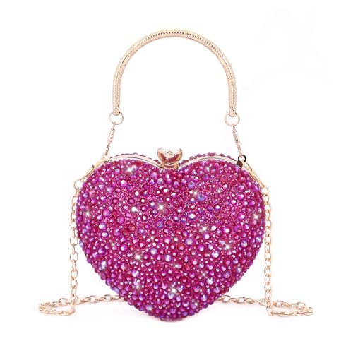Naimo Damen Herz Tasche Strass Abendtasche Handtasche Clutch für Hochzeit Cocktail Party von Naimo