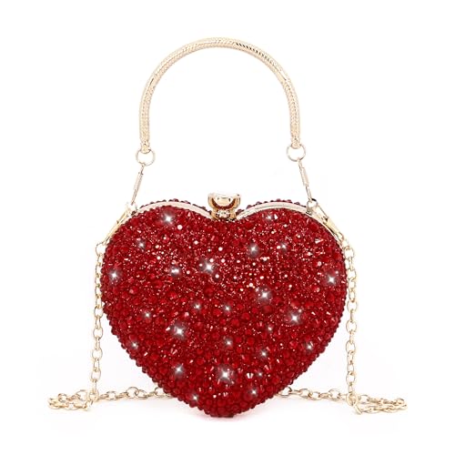Naimo Damen Herz Clutch Strass Handtasche Glitzer Mini Tasche Abendtasche für Party Hochzeit Cocktail von Naimo