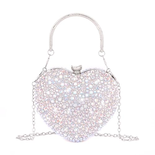 Naimo Damen Herz Clutch Strass Handtasche Glitzer Mini Tasche Abendtasche für Party Hochzeit Cocktail von Naimo
