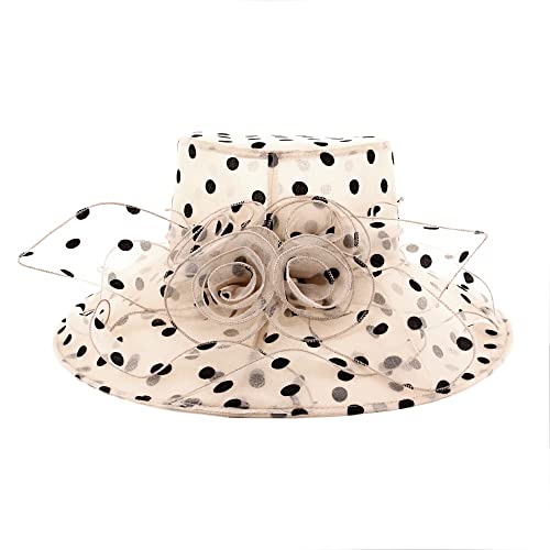 Naimo Damen Organza Hut Blumen Fascinator Hut Breite Krempe Kentucky Derby Sommerhut Brauthut Kirche Tea Party Hochzeit Sonnenhut von Naimo