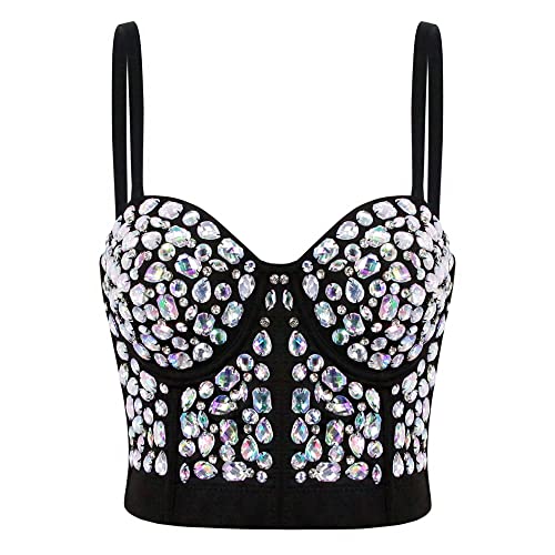 Naimo Damen Sexy Strass Bustier Push Up Crop Top Korsett BH Glitzer Kristall Tank Top Cami Weste Party Clubwear Naimo Damen Sexy Strass Bustier Push Up Crop Top Korsett BH Glitzer Kristall Tank Top Cami Weste Party Clubwear von Naimo