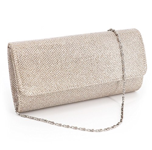 Naimo Flap Dazzling kleine Clutch Abendtasche mit abnehmbarer Kette, champagnerfarben, Einheitsgröße von Naimo