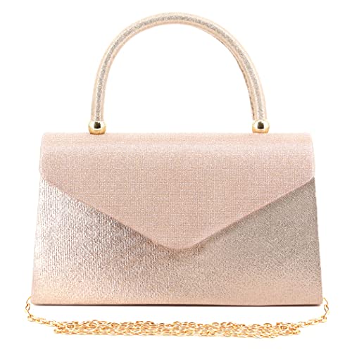 Naimo Glänzende Kristall-Abend-Clutch-Tasche mit Tragegriff oben, Umhängetasche, Umhängetasche, Hochzeit, Party, Braut, Champagner, Einheitsgröße von Naimo