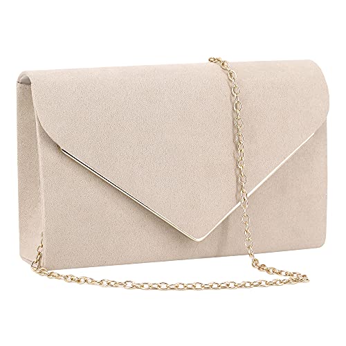 Naimo Kleine Clutch-Tasche mit abnehmbarer Kette, beige, Einheitsgröße von Naimo