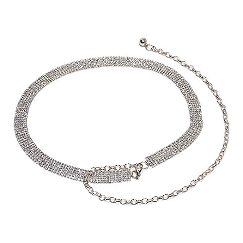 Naimo Strass Taillenkette Gürtel Kristall Kettengürtel Metall Link Körperkette Taille Gürtel für Kleid Jeanskleider von Naimo