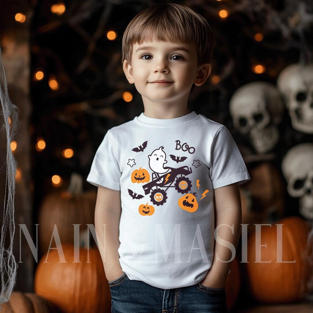 Jungen-Halloween-Shirt Monstertruck, Geist-Halloween-Shirt Kinder, Niedliches Halloween Doodles Outfit Kleinkind-Baby-Fledermaus Boo Jungen-Halloween-Shirt Monstertruck, Geist-Halloween-Shirt Kinder, Niedliches Halloween Doodles Outfit Kleinkind-Baby-Fledermaus Boo von NainandMasiel