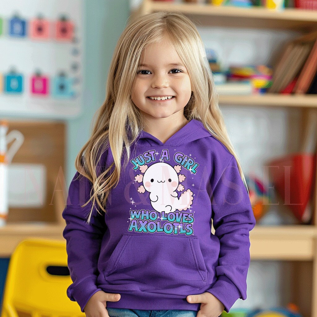 Mädchen Axolotl Hoodie, Liebe Axolotl, Kleinkind Geschenke, Outfit, Mädchen, Pullover Hoodie Sweatshirt von NainandMasiel