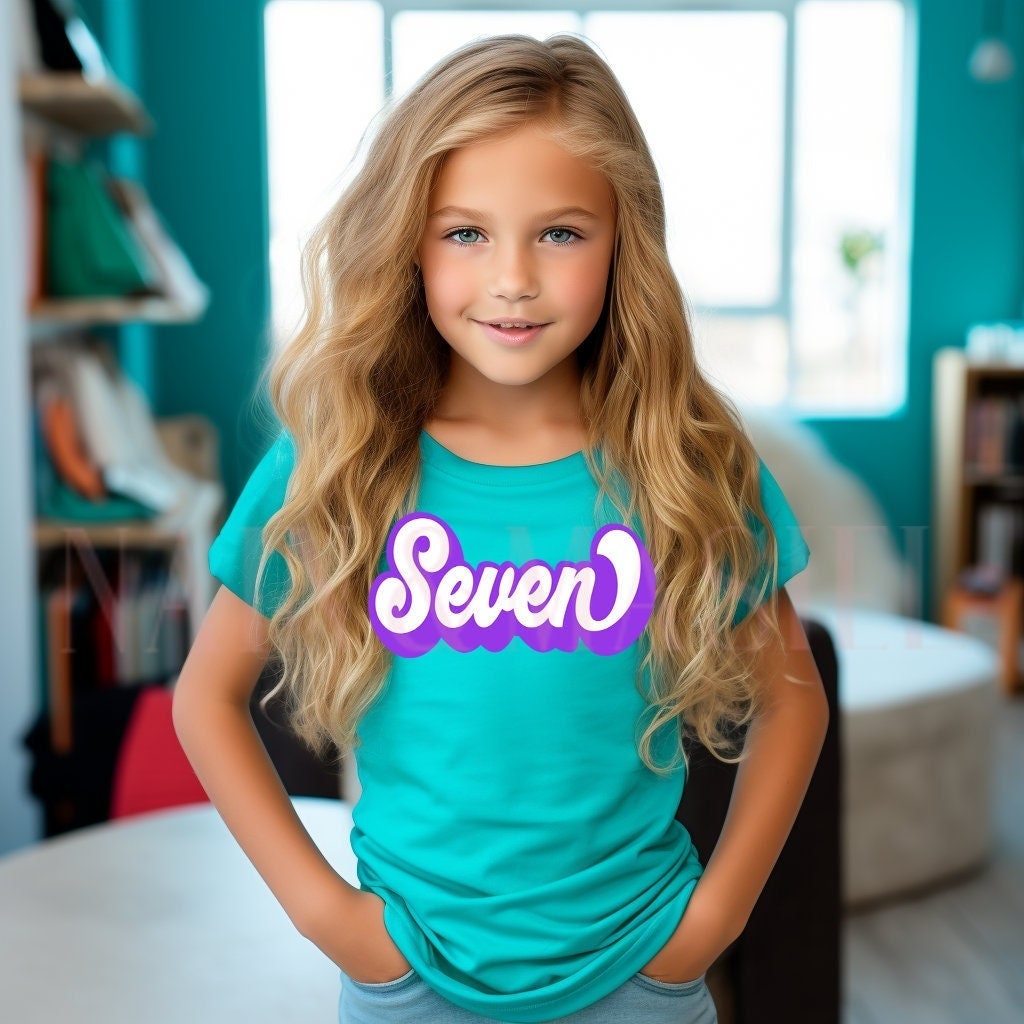 Sieben Geburtstag Shirt, Sieben Geburtstagskind, 7Th Birthday Girl, 7 Party Kids Cute Groovy von NainandMasiel