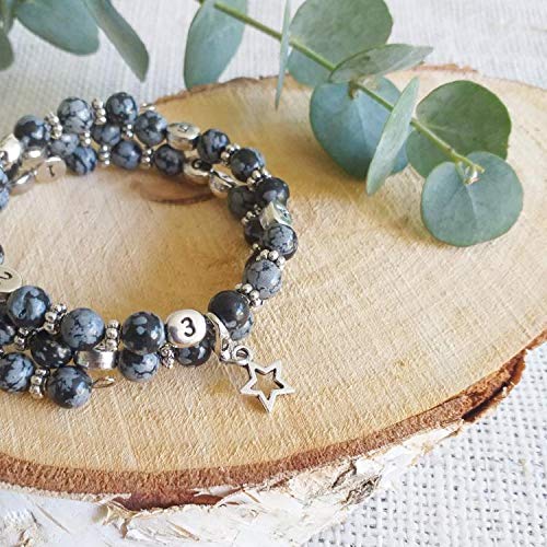 Nirmala Stillarmband Obsidian – zum Eintragen der letzten Stillzeit oder der letzten Flasche von Naïris bijoux