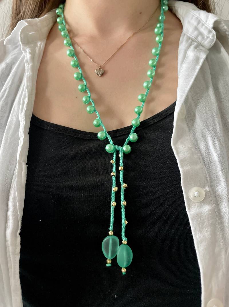 Häkelkette // Perlenkette Wickelkette Gehäkelt Fußkette Wickelarmband von NaisDesigns