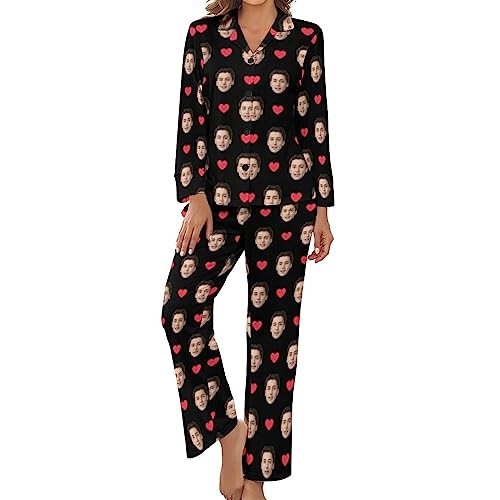 Benutzerdefinierte Frauen Pyjama Set mit Foto Gesicht Personalisierte Foto PJs für Frauen Sets Personalisiert Loungewear Anpassen Damen Nachtwäsche Schlafbekleidung Lounge Wear Sets Größe - L von Naispanda