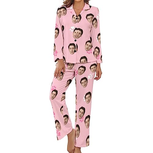 Benutzerdefinierte Frauen Pyjama Set mit Foto Gesicht Personalisierte Foto PJs für Frauen Sets Personalisiert Loungewear Anpassen Damen Nachtwäsche Schlafbekleidung Lounge Wear Sets Größe - L von Naispanda