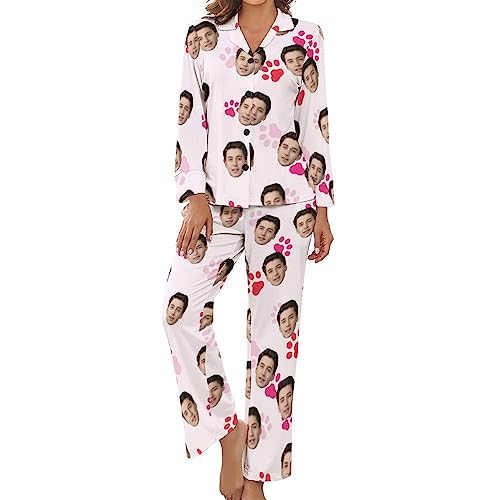 Benutzerdefinierte Frauen Pyjama Set mit Foto Gesicht Personalisierte Foto PJs für Frauen Sets Personalisiert Loungewear Anpassen Damen Nachtwäsche Schlafbekleidung Lounge Wear Sets Größe - M von Naispanda