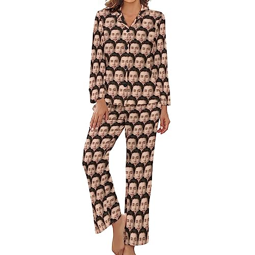 Benutzerdefinierte Frauen Pyjama Set mit Foto Gesicht Personalisierte Foto PJs für Frauen Sets Personalisiert Loungewear Anpassen Damen Nachtwäsche Schlafbekleidung Lounge Wear Sets Größe - S von Naispanda