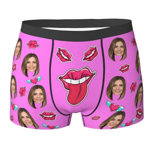 Benutzerdefinierte Unterwäsche Anpassen Boxer Briefs Personalisierte Unterhose Personalisiert Boxershorts mit Foto Gesicht Male Retroshorts für Herren Weihnachten Valentinstag Geburtstag Geschenk von Naispanda