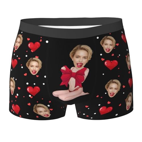 Benutzerdefinierte Unterwäsche Anpassen Boxer Briefs Personalisierte Unterhose Personalisiert Boxershorts mit Foto Gesicht Male Retroshorts für Herren Weihnachten Valentinstag Geburtstag Geschenk von Naispanda