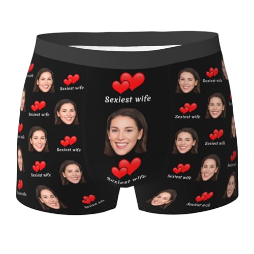 Benutzerdefinierte Unterwäsche Anpassen Boxer Briefs Personalisierte Unterhose Personalisiert Boxershorts mit Foto Gesicht Male Retroshorts für Herren Weihnachten Valentinstag Geburtstag Geschenk von Naispanda