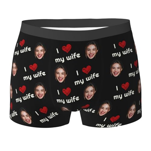 Benutzerdefinierte Unterwäsche Anpassen Boxer Briefs Personalisierte Unterhose Personalisiert Boxershorts mit Foto Gesicht Male Retroshorts für Herren Weihnachten Valentinstag Geburtstag Geschenk von Naispanda