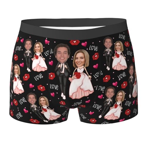Benutzerdefinierte Unterwäsche Anpassen Boxer Briefs Personalisierte Unterhose Personalisiert Boxershorts mit Foto Gesicht Male Retroshorts für Herren Weihnachten Valentinstag Geburtstag Geschenk von Naispanda