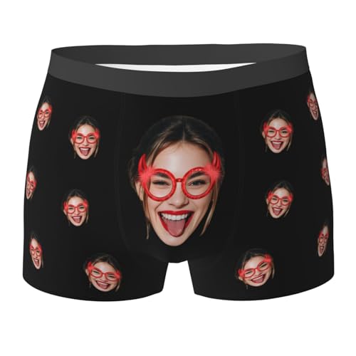 Benutzerdefinierte Unterwäsche Anpassen Boxer Briefs Personalisierte Unterhose Personalisiert Boxershorts mit Foto Gesicht Male Retroshorts für Herren Weihnachten Valentinstag Geburtstag Geschenk von Naispanda