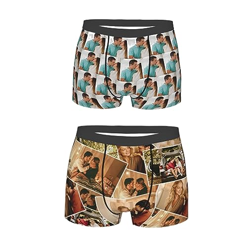 Naispanda 2 Pack Personalisierte Boxershorts mit Foto, Benutzerdefinierte Briefs mit Foto Iustige Boxershorts Unterhosen Briefs Personalisierte Geschenke für Männer Ehemann Vater Freund ihn von Naispanda